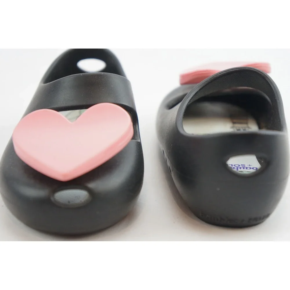GC Baubles + Soles Black Heart‎ Jelly Shoes Glitter Slip On Mary Janes Kids 6